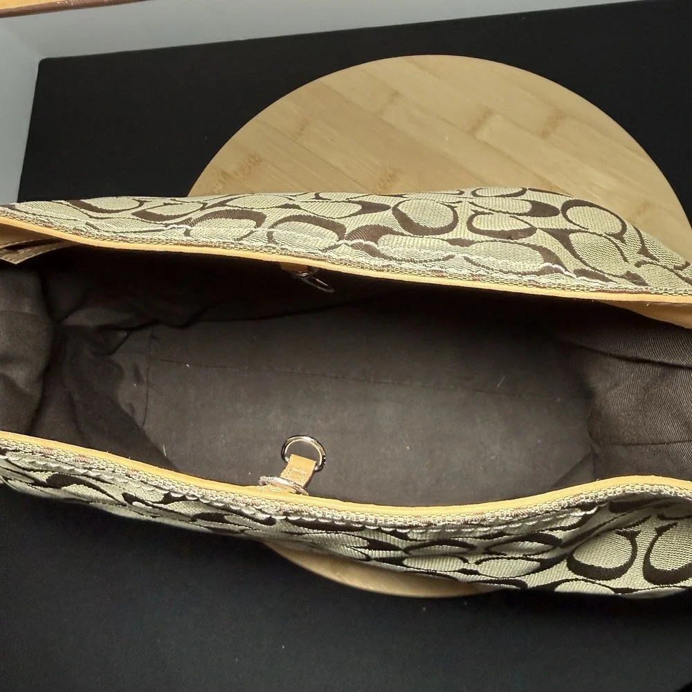 COACH Purse Vintage Signature Jacquard Canvas Leather Hobo Shoulder Bag 2156 Y2K - Picture 6 of 10